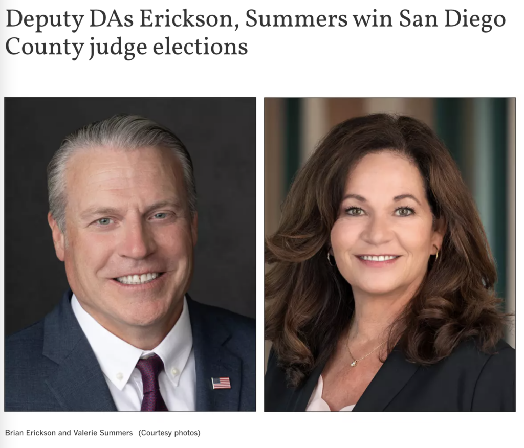 Political Marketing - Brian Erickson + Valerie Summers image from San Diego Union Tribune